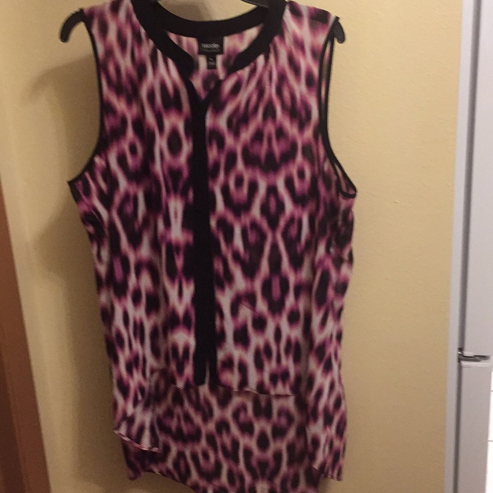 Sheer purple and black button down Sleeveless Top